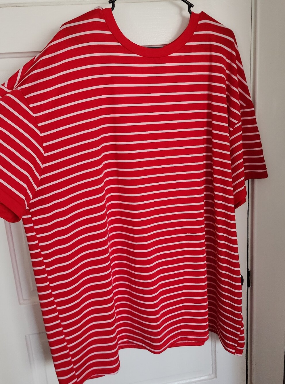 Womens Red and White Striped Tee - Classic Casual Shirt